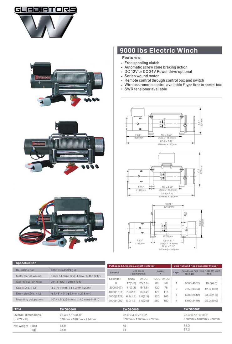 WINCH GLADIATOR 9000 Aksesoris Offroad TAS Indonesia 4WD