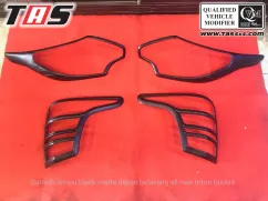 Triton 2015+ GARNISH LAMPU DEPAN BELAKANG BLACK MATTE  HITAM DOFF ALL NEW TRITON garnish lampu depan belakang black matte mitsubishi all new triton 1