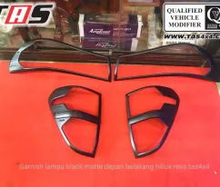 Hillux Revo 2015+ GARNISH LAMPU DEPAN BELAKANG BLACK MATTE  HITAM DOFF HILLUX REVO TAS4X4